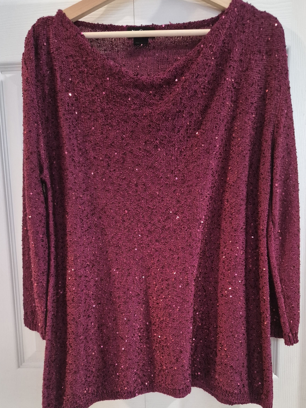 Nue Options Sequin Knit Sweater - Berry Pink